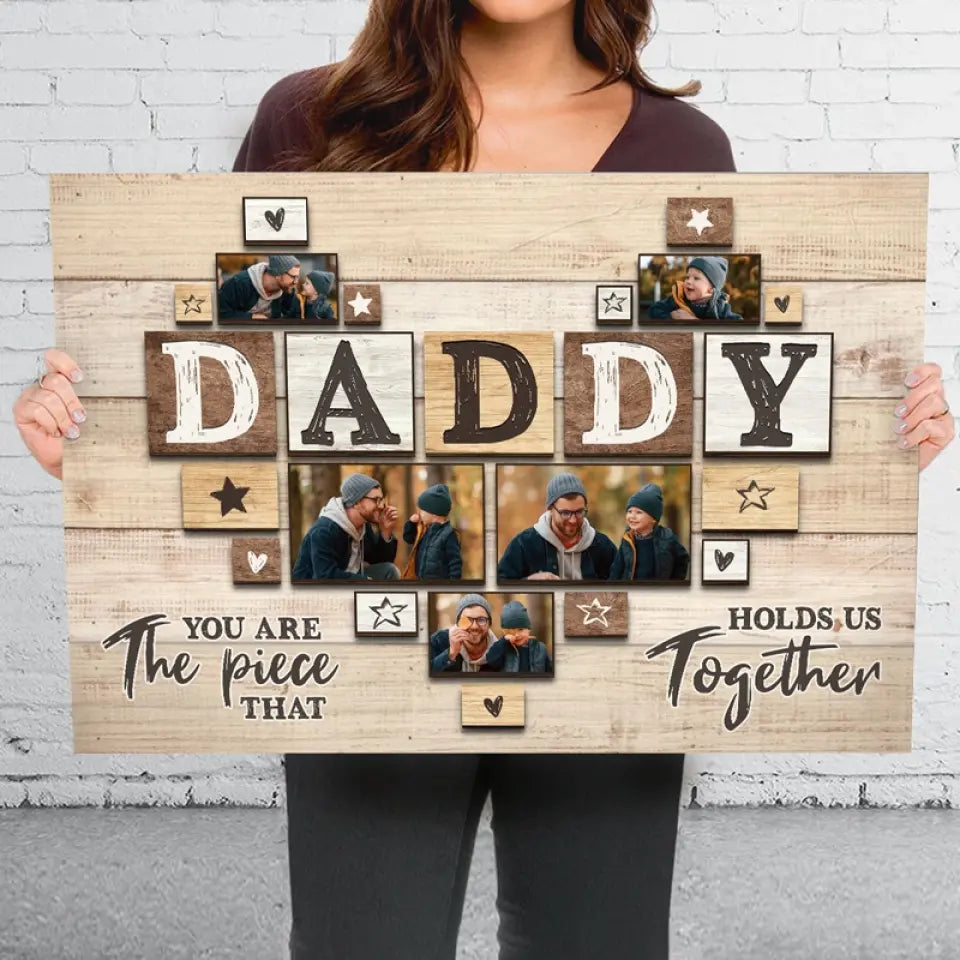 Photo personnalisée « Toujours à mes côtés » - Toile horizontale personnalisée pour la famille - Cadeau pour la fête des pères