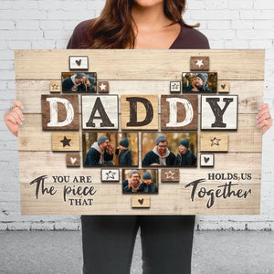 Photo personnalisée « Toujours à mes côtés » - Toile horizontale personnalisée pour la famille - Cadeau pour la fête des pères