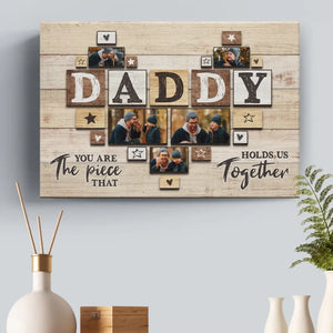 Photo personnalisée « Toujours à mes côtés » - Toile horizontale personnalisée pour la famille - Cadeau pour la fête des pères