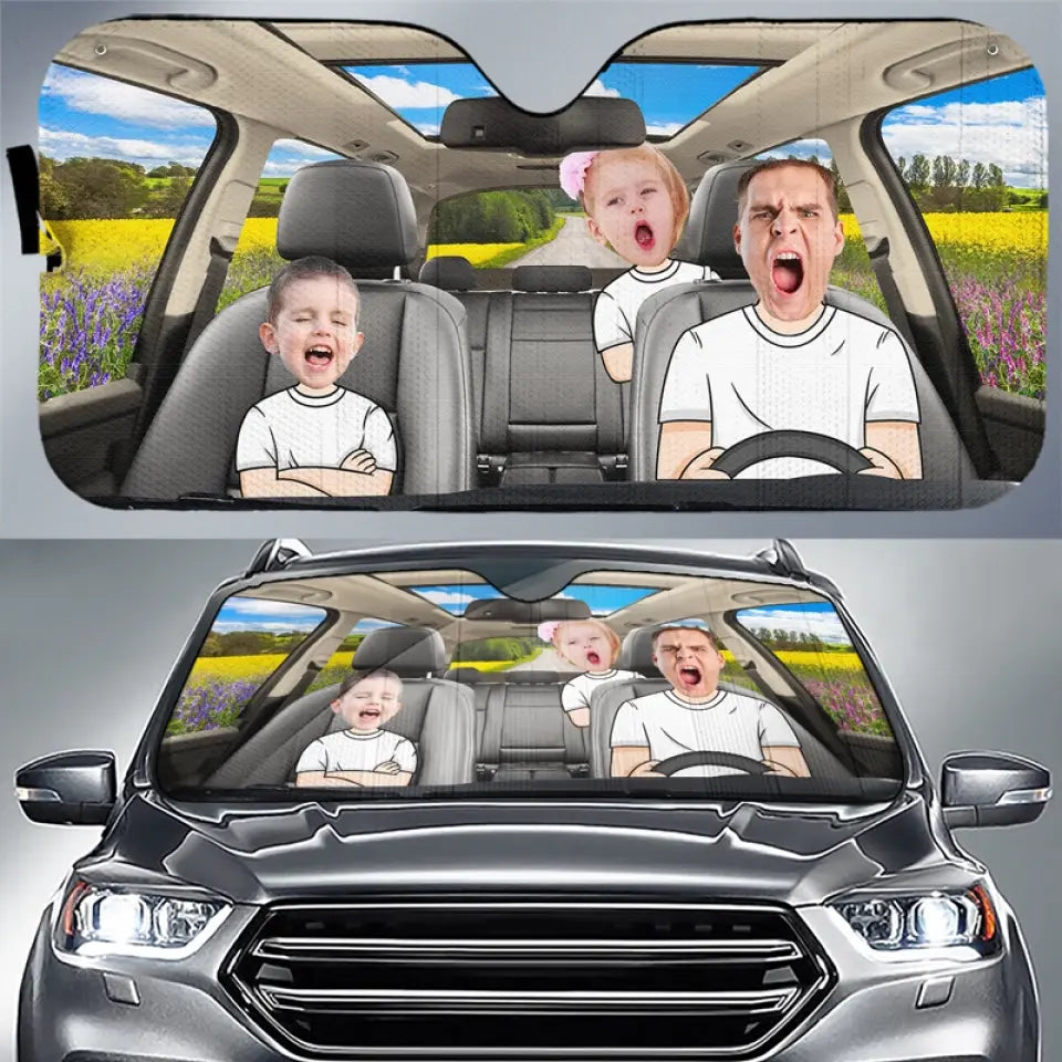 Photo personnalisée de conduite ensemble, liens éternels - Pare-soleil de pare-brise de voiture personnalisé, protection de fenêtre de voiture - Cadeau pour les membres de la famille