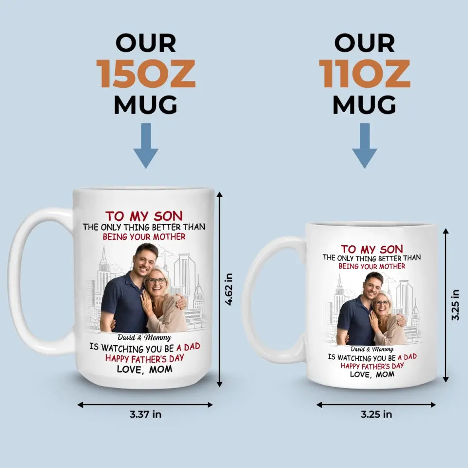 Photo personnalisée « Un fils est une lettre d'amour » - Mug personnalisé pour la famille - Fête des pères, cadeau pour fils