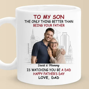 Photo personnalisée « Un fils est une lettre d'amour » - Mug personnalisé pour la famille - Fête des pères, cadeau pour fils