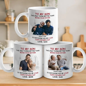 Photo personnalisée « Un fils est une lettre d'amour » - Mug personnalisé pour la famille - Fête des pères, cadeau pour fils