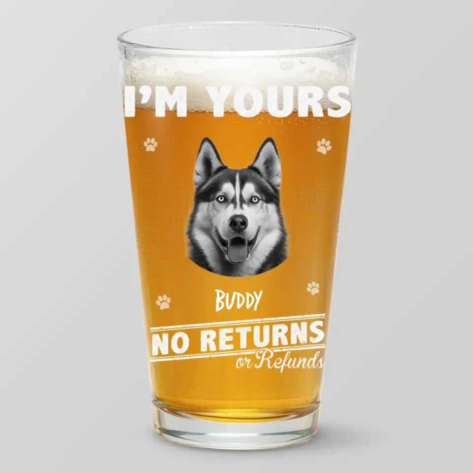 Verre à bière personnalisé avec photo « Je travaille jusqu'à l'heure de la bière » - Cadeau pour propriétaires et amoureux des animaux