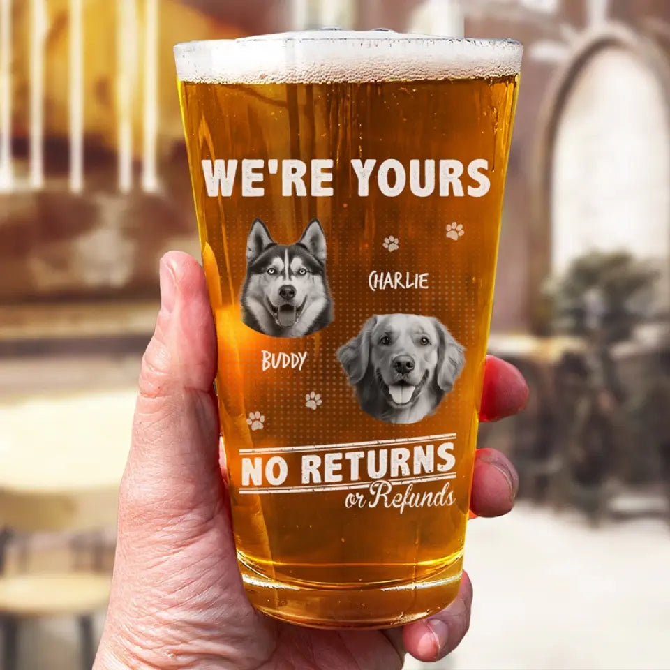 Verre à bière personnalisé avec photo « Je travaille jusqu'à l'heure de la bière » - Cadeau pour propriétaires et amoureux des animaux