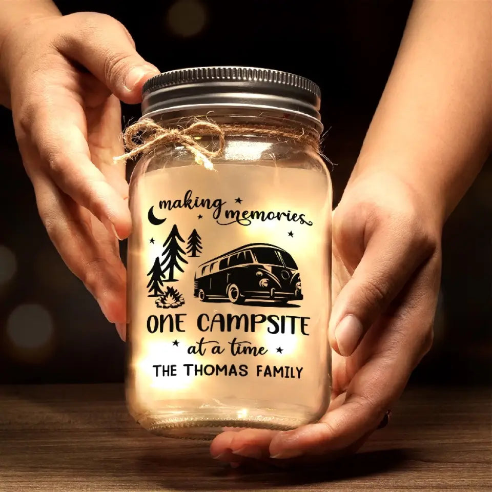 La maison est là où vous la garez - Lampe de camping personnalisée en pot Mason - Cadeau pour couple, mari, femme, amoureux du camping