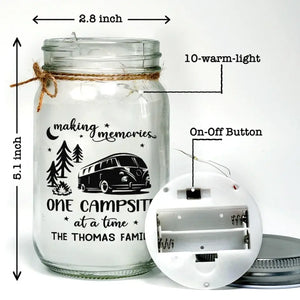 La maison est là où vous la garez - Lampe de camping personnalisée en pot Mason - Cadeau pour couple, mari, femme, amoureux du camping