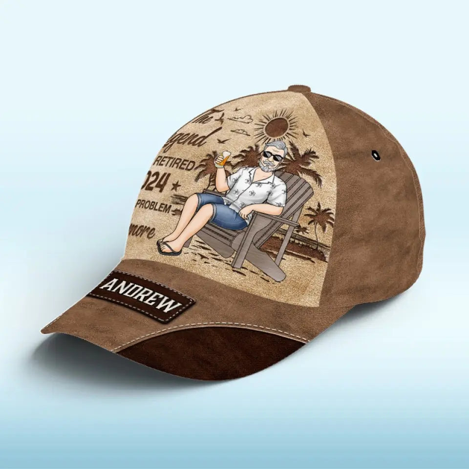 La légende a pris sa retraite - Casquette personnalisée, casquette classique à imprimé intégral - Cadeau de remerciement et de départ à la retraite pour collègues, collègues de travail, collègues
