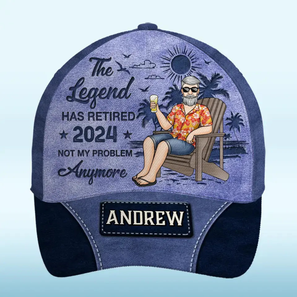 La légende a pris sa retraite - Casquette personnalisée, casquette classique à imprimé intégral - Cadeau de remerciement et de départ à la retraite pour collègues, collègues de travail, collègues