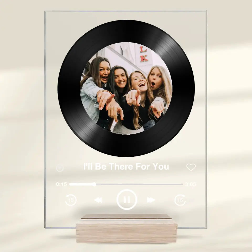 Photo personnalisée « Je serai là pour toi » - Plaque acrylique rectangulaire personnalisée « Bestie » - Cadeau pour les meilleurs amis, les meilleures amies et les sœurs