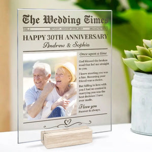 Photo personnalisée The Wedding Times - Plaque rectangulaire en acrylique personnalisée pour couple - Cadeau pour mari et femme, anniversaire