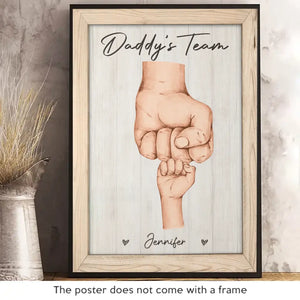 Côte à côte avec l'équipe de papa - Affiche verticale personnalisée pour la famille - Fête des pères, cadeau pour papa, grand-père