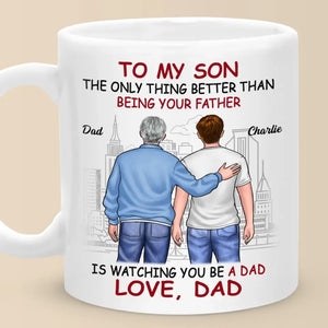 Tasse personnalisée « Fier de toi » – Cadeau pour la fête des pères et pour son fils