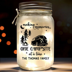 La maison est là où vous la garez - Lampe de camping personnalisée en pot Mason - Cadeau pour couple, mari, femme, amoureux du camping