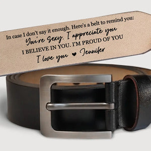 Votre sourire me fait sourire - Ceinture en cuir gravée personnalisée pour couple - Cadeau pour mari, petit ami, anniversaire