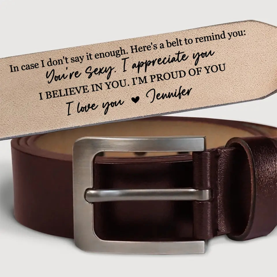 Votre sourire me fait sourire - Ceinture en cuir gravée personnalisée pour couple - Cadeau pour mari, petit ami, anniversaire