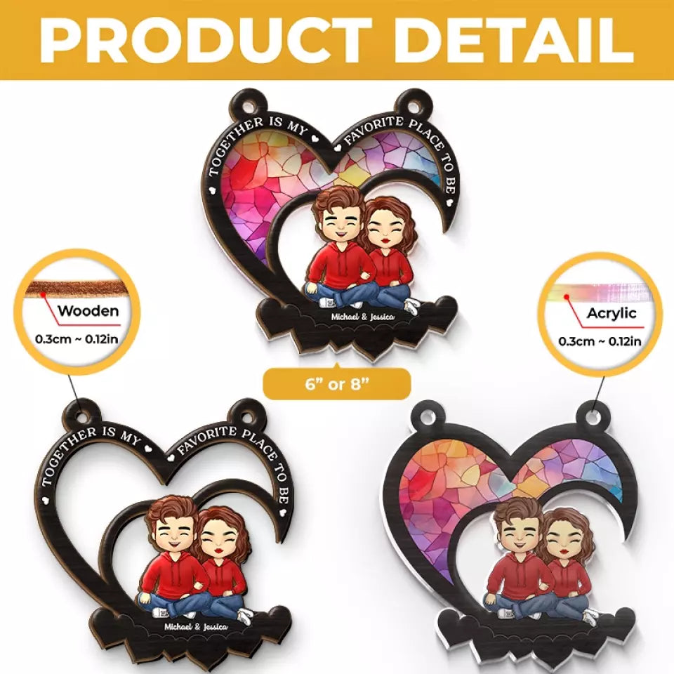 Tomber amoureux à nouveau - Attrape-soleil personnalisé pour fenêtre - Cadeau pour mari et femme, anniversaire