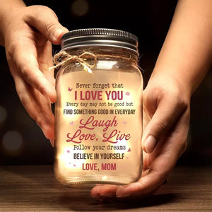 Life Is Beautiful With My Daughter - Family Personalized Custom Mason Jar Light - Gift For Mom, Daughter