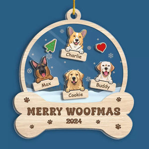 Aboiements autour du sapin de Noël – Ornement personnalisé à 3 étages pour chien – Cadeau de Noël pour propriétaires et amoureux des animaux