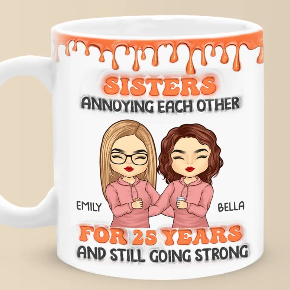 Un frère ou une sœur est à la fois votre miroir et votre opposé - Mug personnalisé 3D à effet gonflé - Cadeau pour frères et sœurs