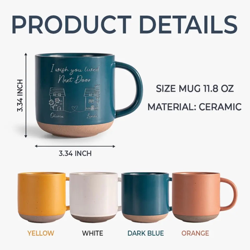 J'aimerais que tu habites à côté - Mug en céramique personnalisé Bestie - Cadeau pour meilleures amies, meilleures amies, sœurs