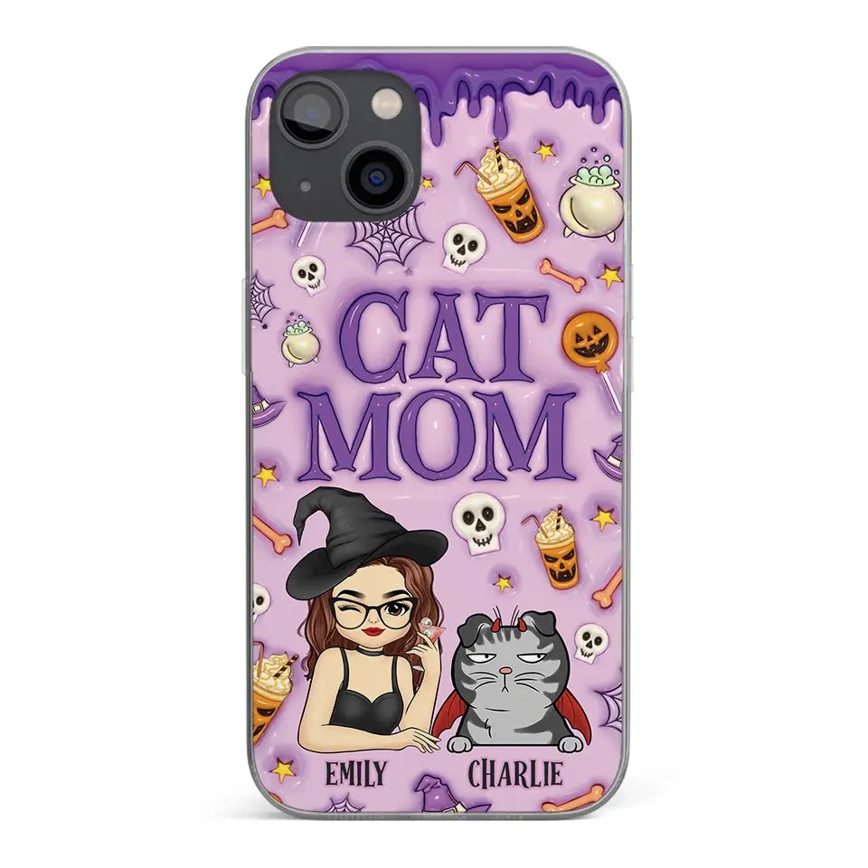 Les chats savent nous faire sourire – Coque de téléphone transparente personnalisée avec effet gonflable 3D – Cadeau d'Halloween pour les propriétaires et les amoureux des animaux