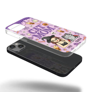 Les chats savent nous faire sourire – Coque de téléphone transparente personnalisée avec effet gonflable 3D – Cadeau d'Halloween pour les propriétaires et les amoureux des animaux