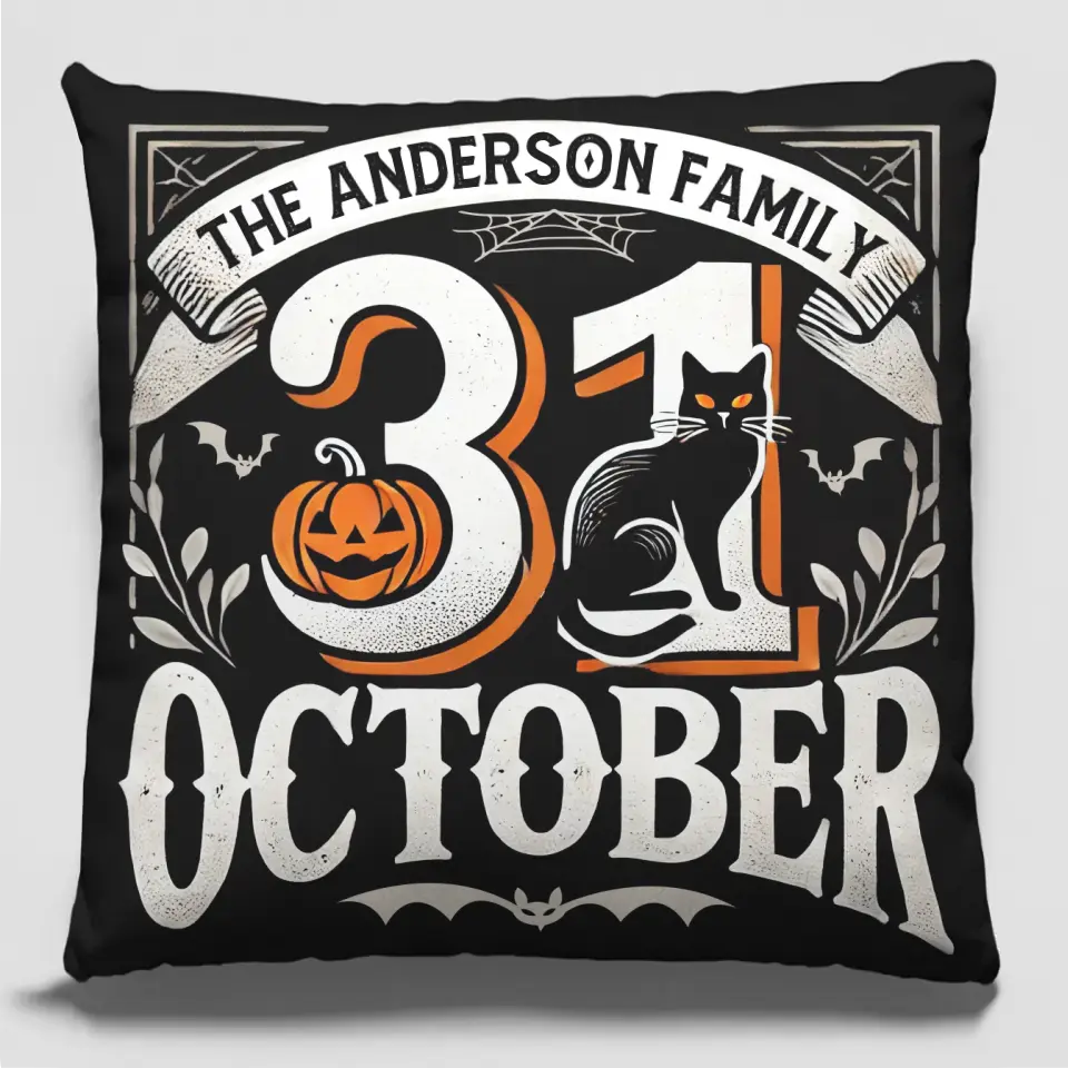 Let's Get Spooky - Coussin personnalisé pour la famille - Cadeau d'Halloween pour les membres de la famille