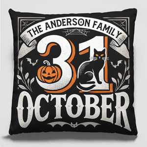 Let's Get Spooky - Coussin personnalisé pour la famille - Cadeau d'Halloween pour les membres de la famille