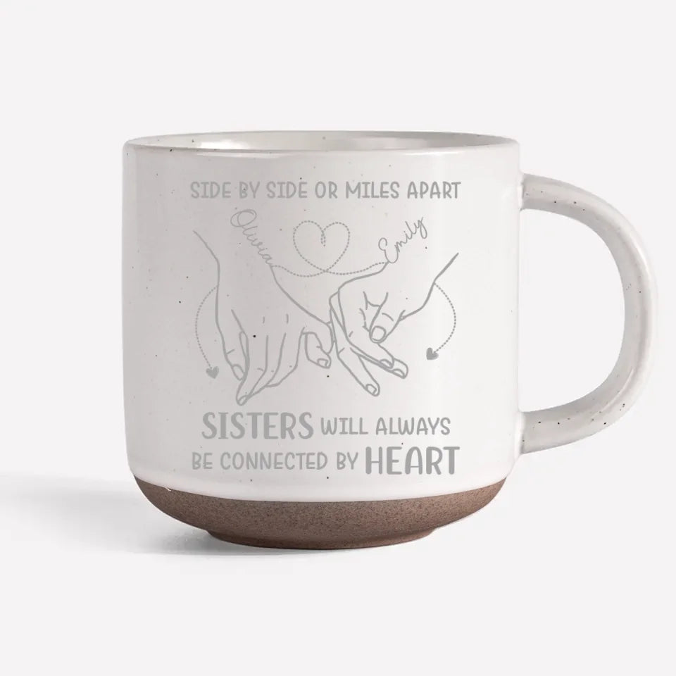 Les sœurs seront toujours liées par le cœur - Mug en céramique personnalisé Bestie - Cadeau pour meilleures amies, meilleures amies, sœurs