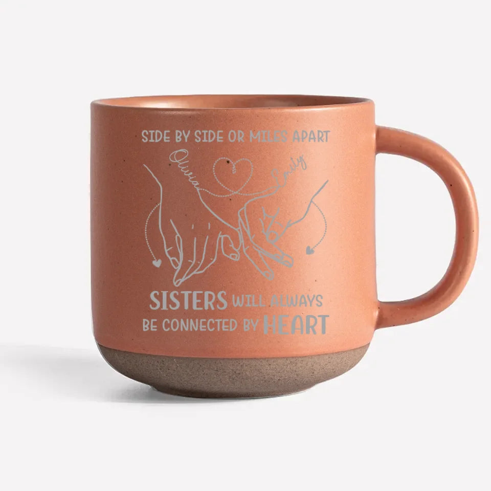 Les sœurs seront toujours liées par le cœur - Mug en céramique personnalisé Bestie - Cadeau pour meilleures amies, meilleures amies, sœurs