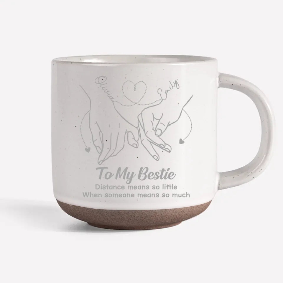 La véritable amitié ne connaît pas de distance - Mug en céramique personnalisé Bestie - Cadeau pour meilleures amies, meilleures amies, sœurs
