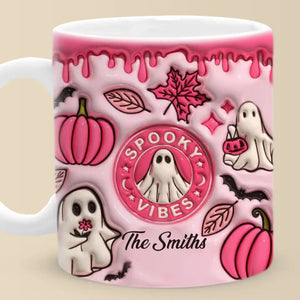 Ambiance effrayante uniquement - Mug personnalisé à effet gonflé 3D pour la famille - Cadeau d'Halloween pour les membres de la famille