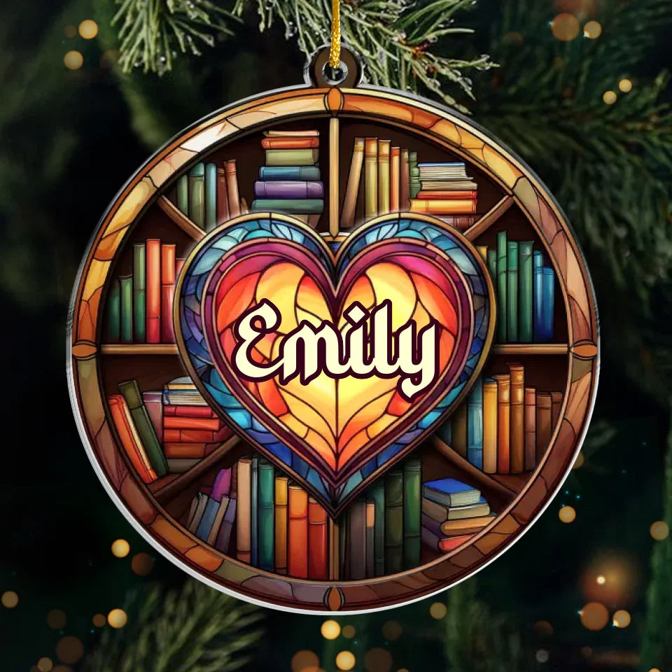 Laissez ces livres vous guider - Ornement personnalisé en acrylique de forme personnalisée - Cadeau de Noël pour les amoureux des livres