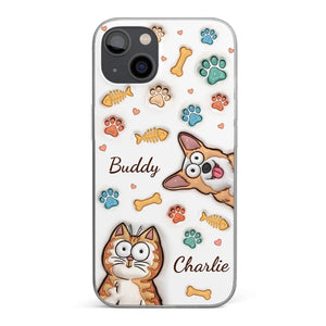Furry Friends Make Life Brighter - Dog & Cat Personalized Custom 3D Inflated Effect Printed Clear Phone Case - Gift For Pet Owners, Pet Lovers