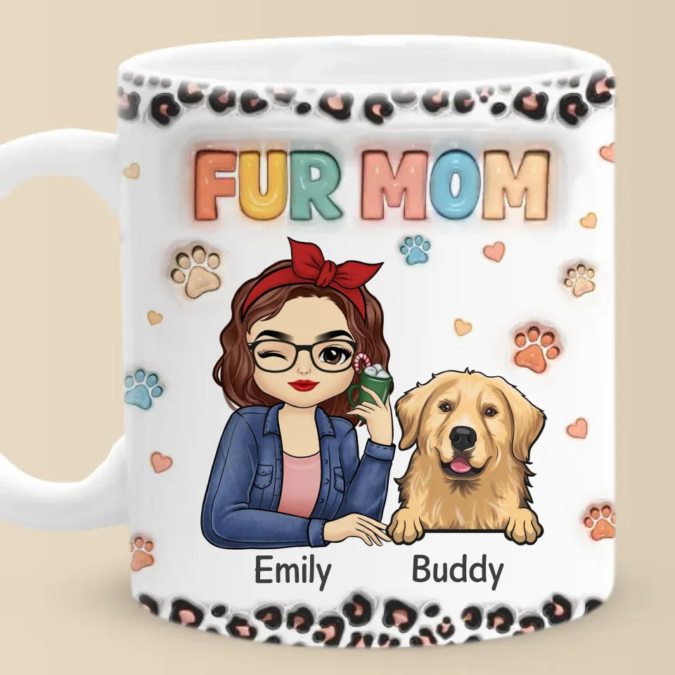 Pattes et joie pour un Noël lumineux ! Mug personnalisé avec effet gonflable en 3D pour chien et chat ! Cadeau de Noël pour les propriétaires et les amoureux des animaux.