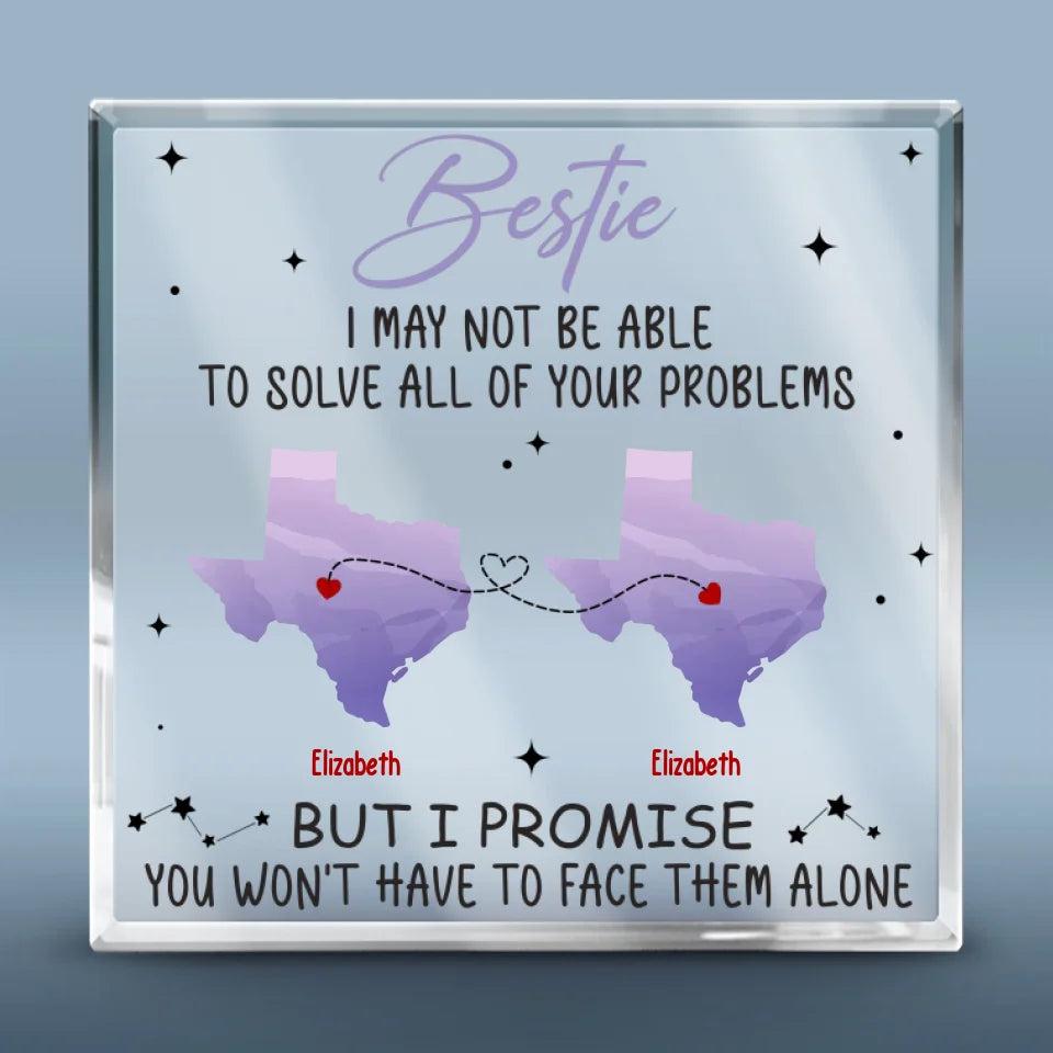 Pas près, mais cher comme toujours - Plaque acrylique carrée personnalisée pour meilleure amie - Cadeau pour meilleures amies, meilleures amies, sœurs
