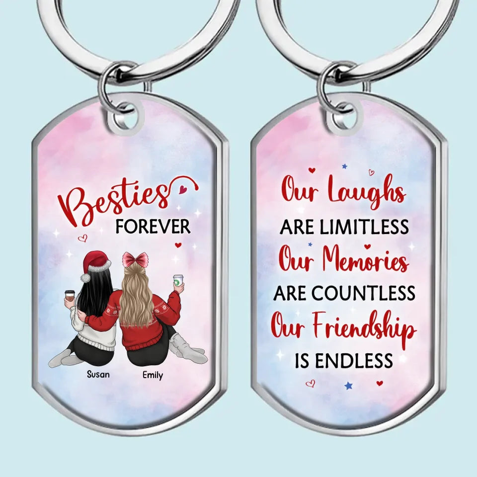 Notre amitié est infinie - Porte-clés personnalisé Bestie - Cadeau pour meilleures amies, meilleures amies, sœurs