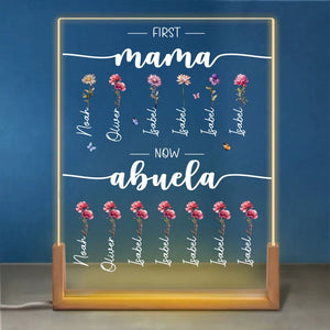 Première maman, maintenant grand-mère ! Veilleuse LED 3D personnalisée en forme de noyer pour la famille ! Cadeau de Noël pour maman et grand-mère