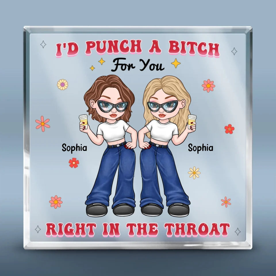 Chaque fois que je les vois, je pense - Plaque acrylique carrée personnalisée Bestie - Cadeau pour meilleures amies, BFF, sœurs