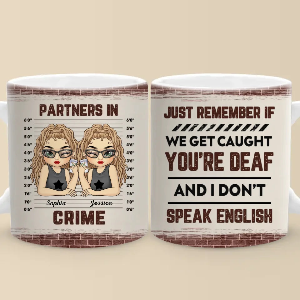 Partenaires dans le crime - Tasse personnalisée Bestie - Cadeau pour meilleures amies, meilleures amies, sœurs