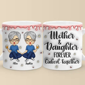 Sips And Secrets With Mom - Mug personnalisé en 3D avec effet gonflé - Cadeau pour maman et fille