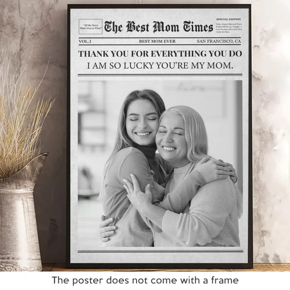 Photo personnalisée : Toujours reconnaissante pour votre amour éternel - Affiche verticale personnalisée pour la famille - Cadeau pour maman