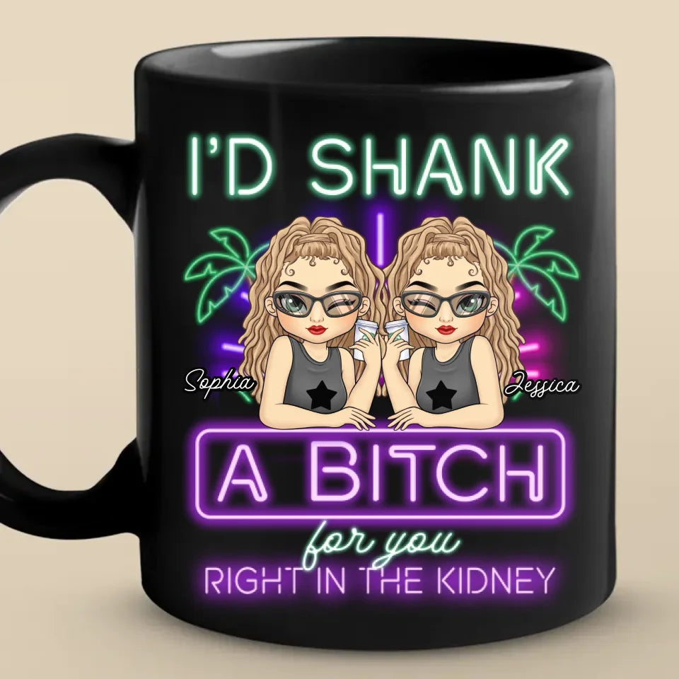 Bonnes vibrations et meilleures boissons - Mug noir personnalisé Bestie - Cadeau de Noël pour meilleures amies, meilleures amies, sœurs