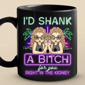 Bonnes vibrations et meilleures boissons - Mug noir personnalisé Bestie - Cadeau de Noël pour meilleures amies, meilleures amies, sœurs