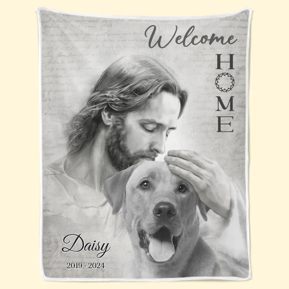 Couverture photo personnalisée « Bienvenue à la maison » - Cadeau de condoléances pour les propriétaires et les amoureux des animaux