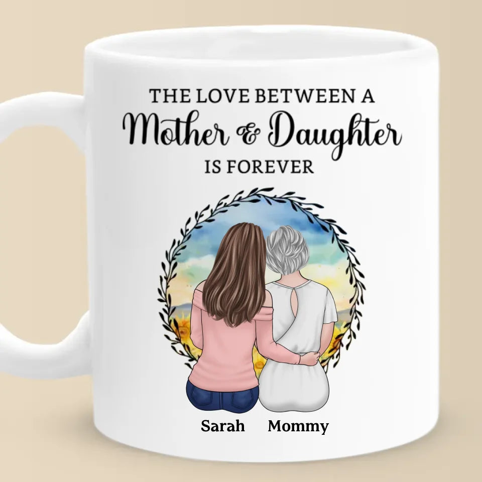 L'amour entre une mère et ses filles est éternel - Mug personnalisé pour la famille - Cadeau pour maman et fille