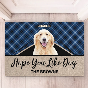 Tapis décoratif personnalisé avec photo « Adopt Love » pour chien - Cadeau de pendaison de crémaillère pour propriétaires et amoureux des animaux