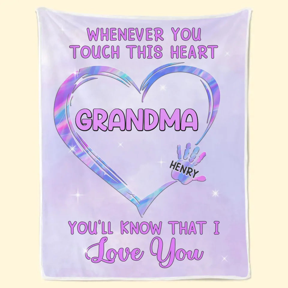 Chaque fois que vous touchez ce cœur - Couverture personnalisée pour la famille - Cadeau pour maman, grand-mère