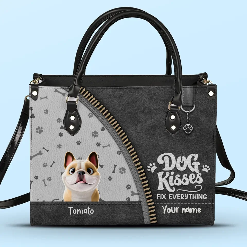 Coup de foudre ! Sac à main en cuir personnalisé pour chien ! Cadeau pour propriétaires et amoureux des animaux.